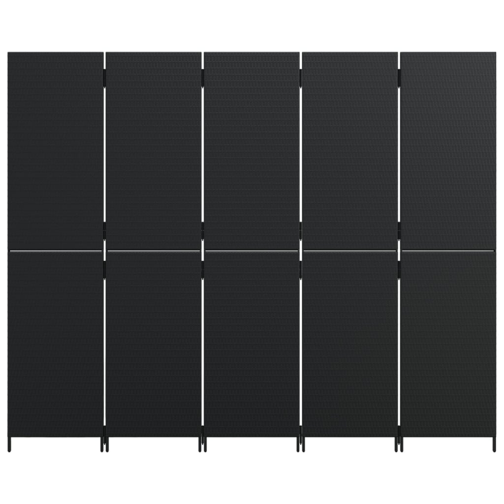 vidaXL Sobna pregrada s 5 panela crna od poliratana