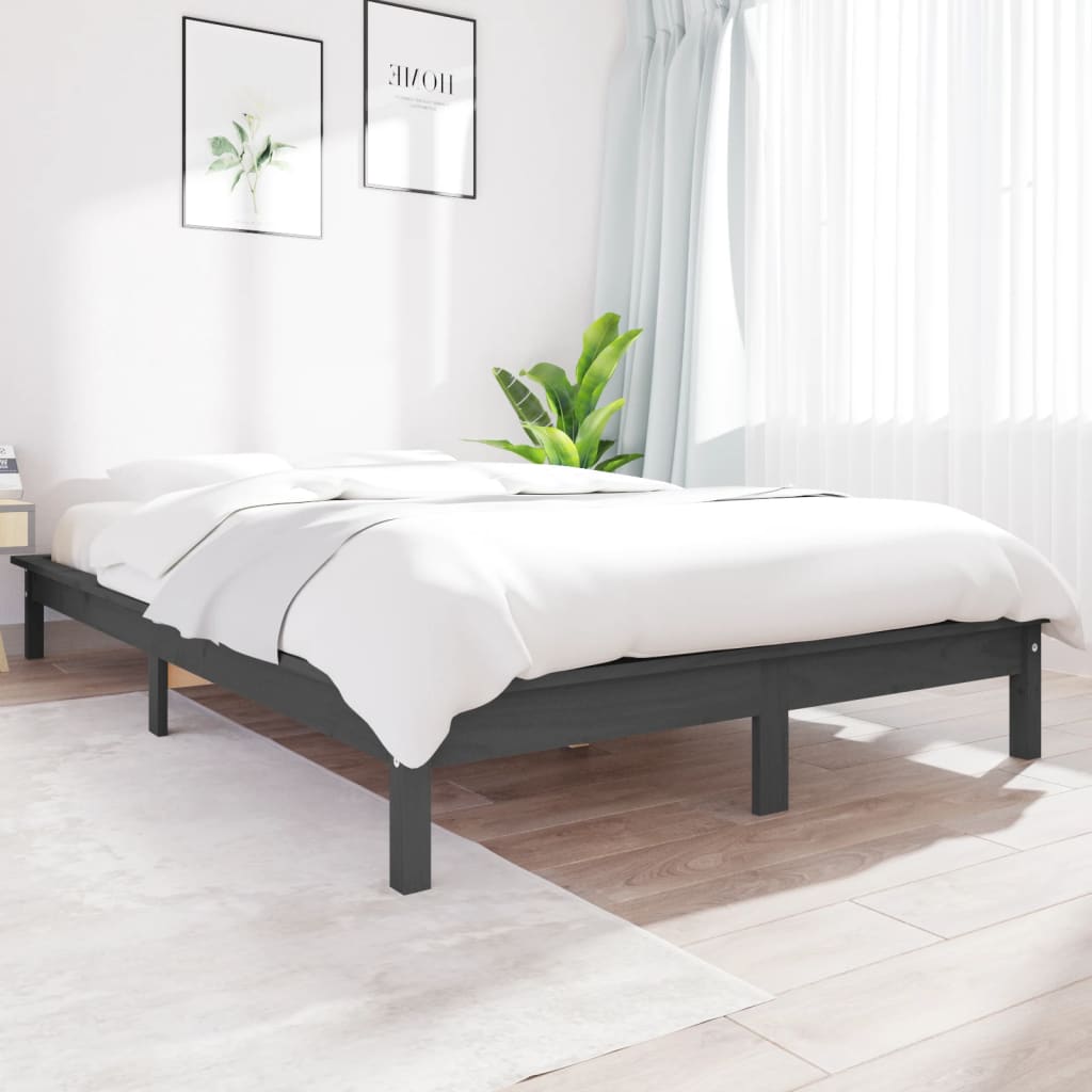 vidaXL Okvir za krevet sivi 140x200 cm od masivne borovine