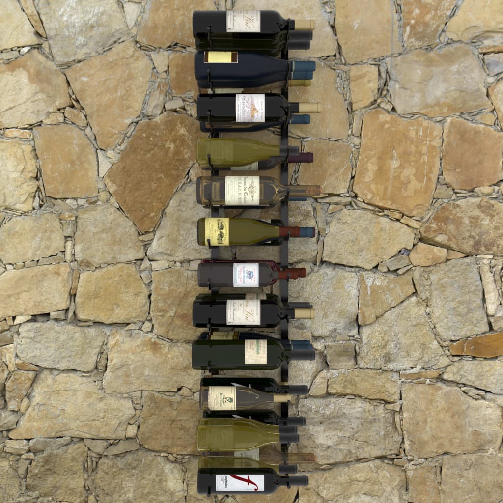 vidaXL Zidni stalak za vino za 36 boca crni željezni