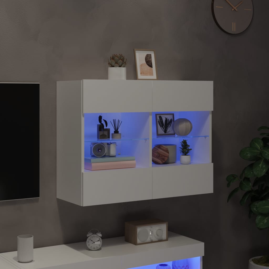 vidaXL Zidni TV ormarić s LED svjetlima bijeli 78,5x30x60,5 cm