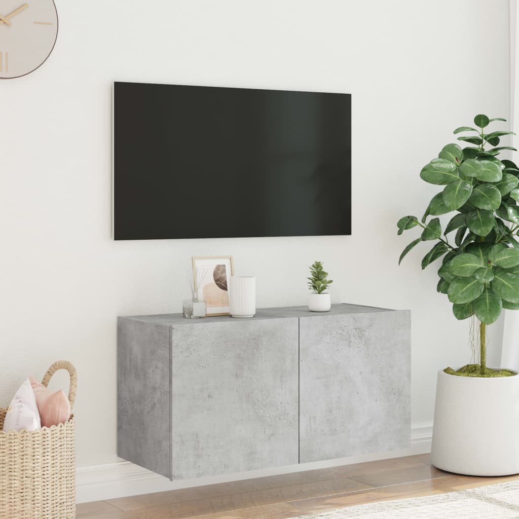 vidaXL TV ormarić s LED svjetlima siva boja betona 80x35x41 cm