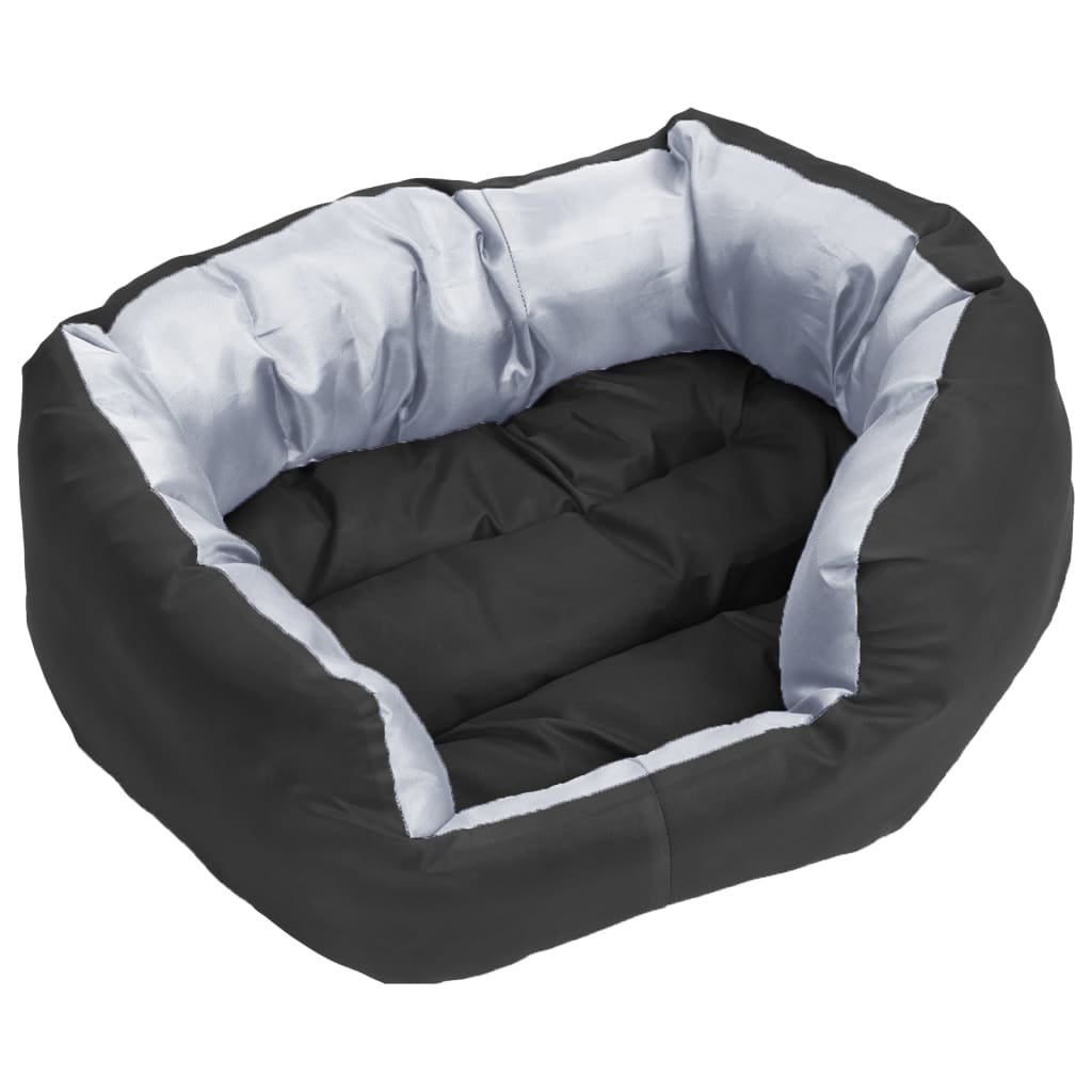 vidaXL Dvostrani perivi jastuk za pse sivo-crni 65 x 50 x 20 cm