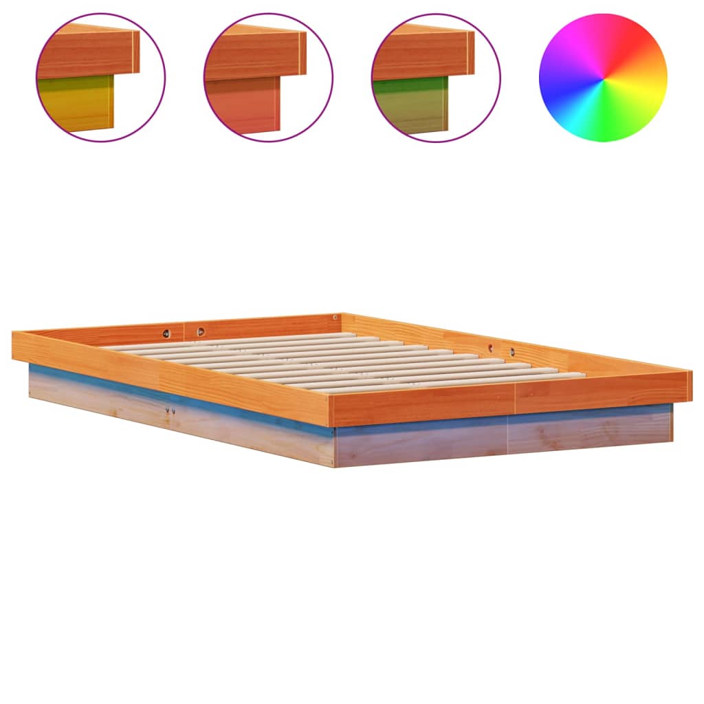 vidaXL LED okvir kreveta voštano smeđi 120x190 cm od masivne borovine