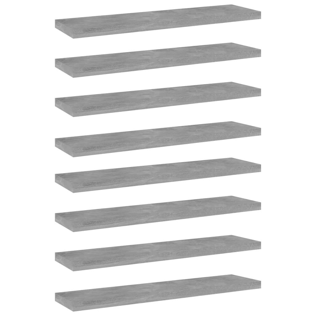 vidaXL Police za knjige 8 kom siva boja betona 40x10x1,5 cm od iverice