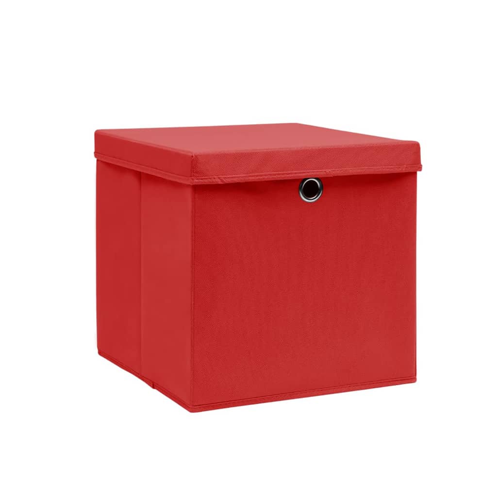 vidaXL Kutije za pohranu s poklopcima 10 kom 28 x 28 x 28 cm crvene