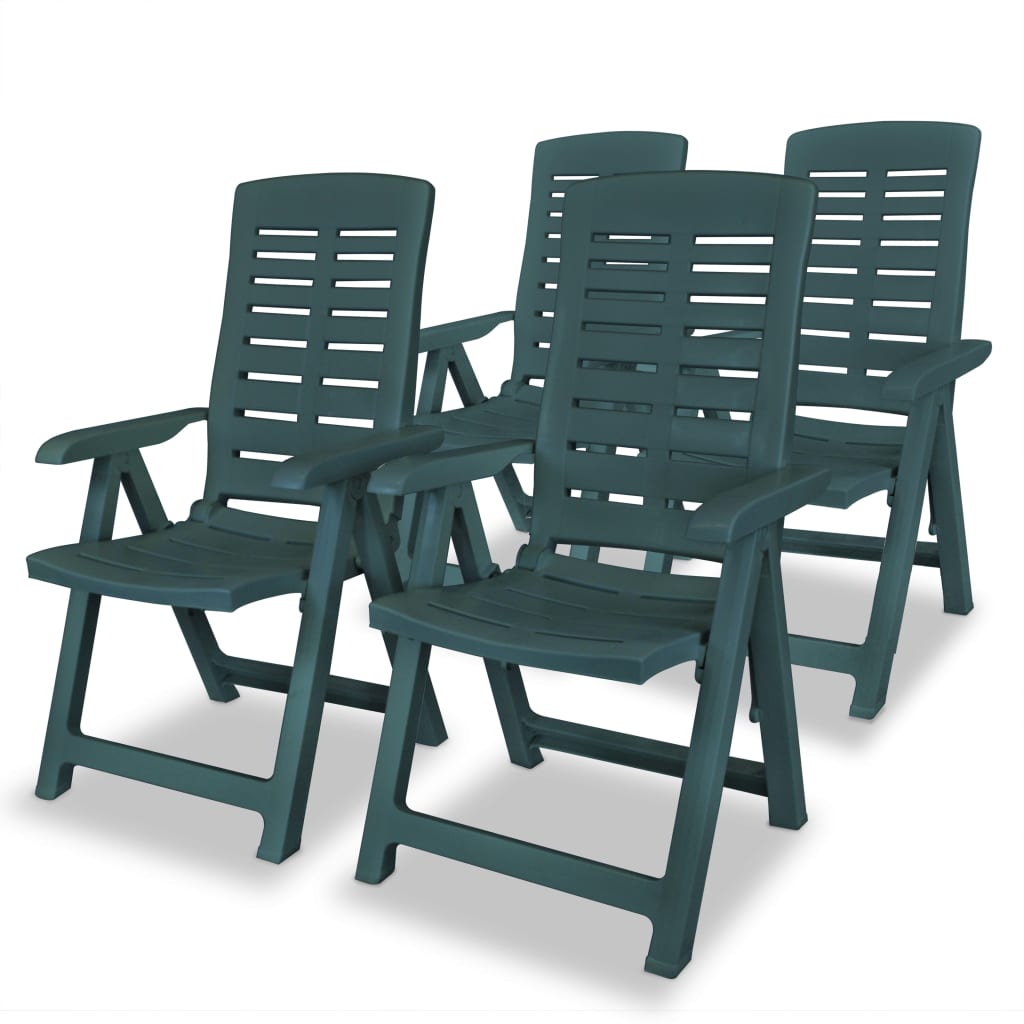 vidaXL Podesive vrtne stolice 4 kom plastične zelene