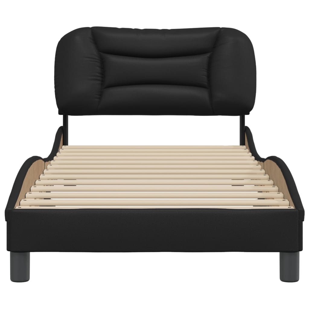 vidaXL Okvir za krevet s uzglavljem crni 90x190 cm od umjetne kože