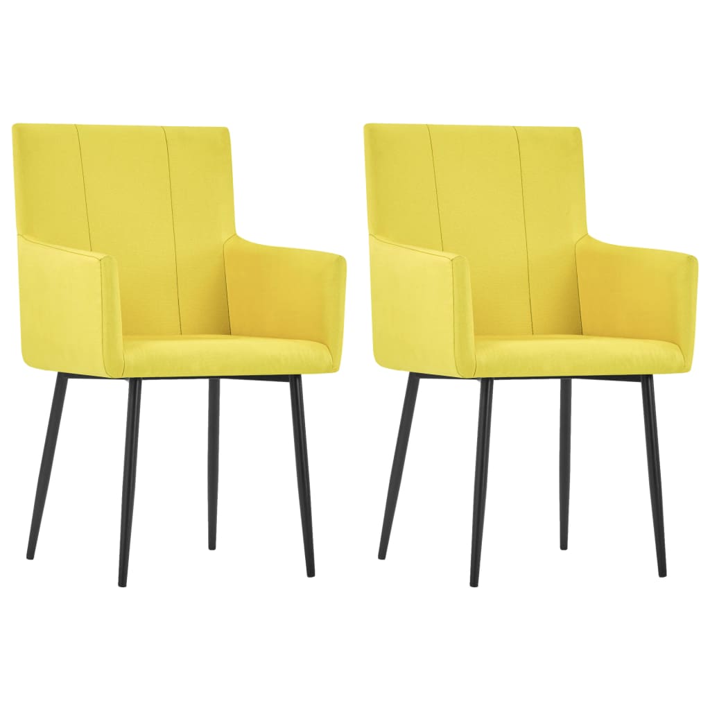 vidaXL Blagovaonske stolice s naslonima za ruke 2 kom žute od tkanine