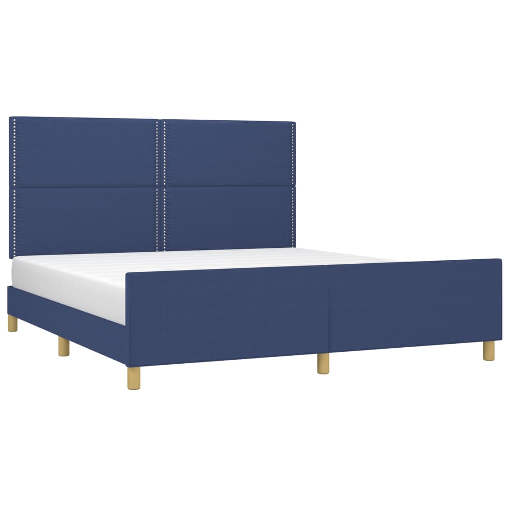 vidaXL Okvir za krevet s uzglavljem plavi 180 x 200 cm od tkanine