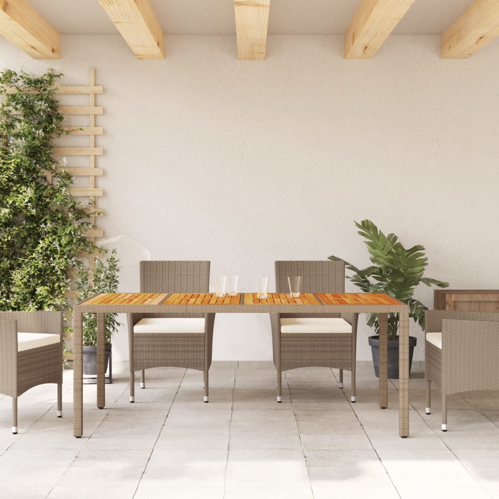 vidaXL Vrtni stol bež 190 x 90 x 75 cm poliratan i bagremovo drvo