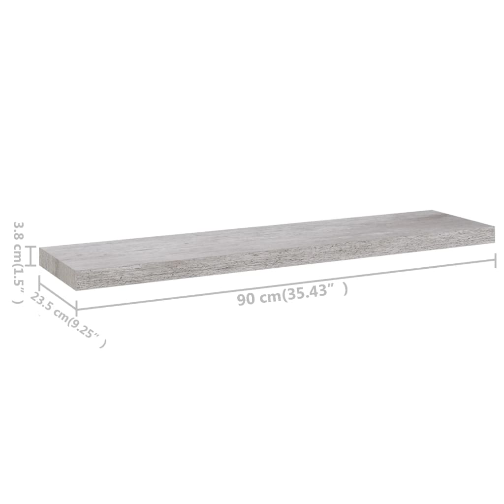 vidaXL Plutajuće zidne police 4 kom boja betona 90x23,5x3,8 cm MDF