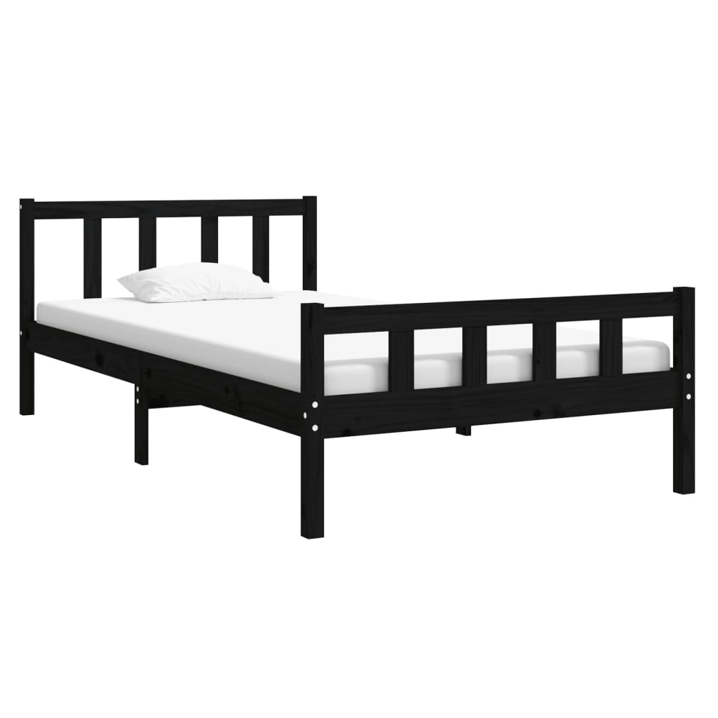 vidaXL Okvir za krevet od masivnog drva crni 100 x 200 cm
