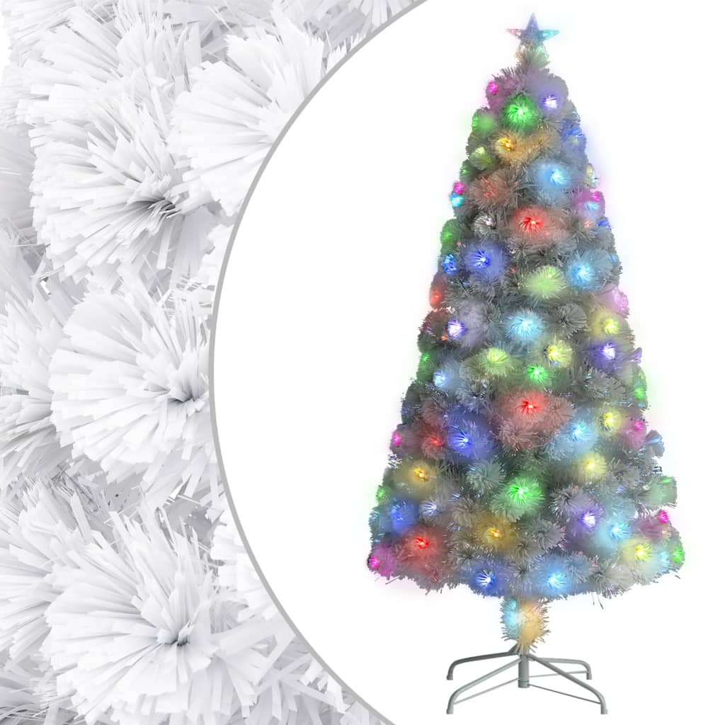 vidaXL Umjetno osvijetljeno božićno drvce bijelo 120 cm optička vlakna