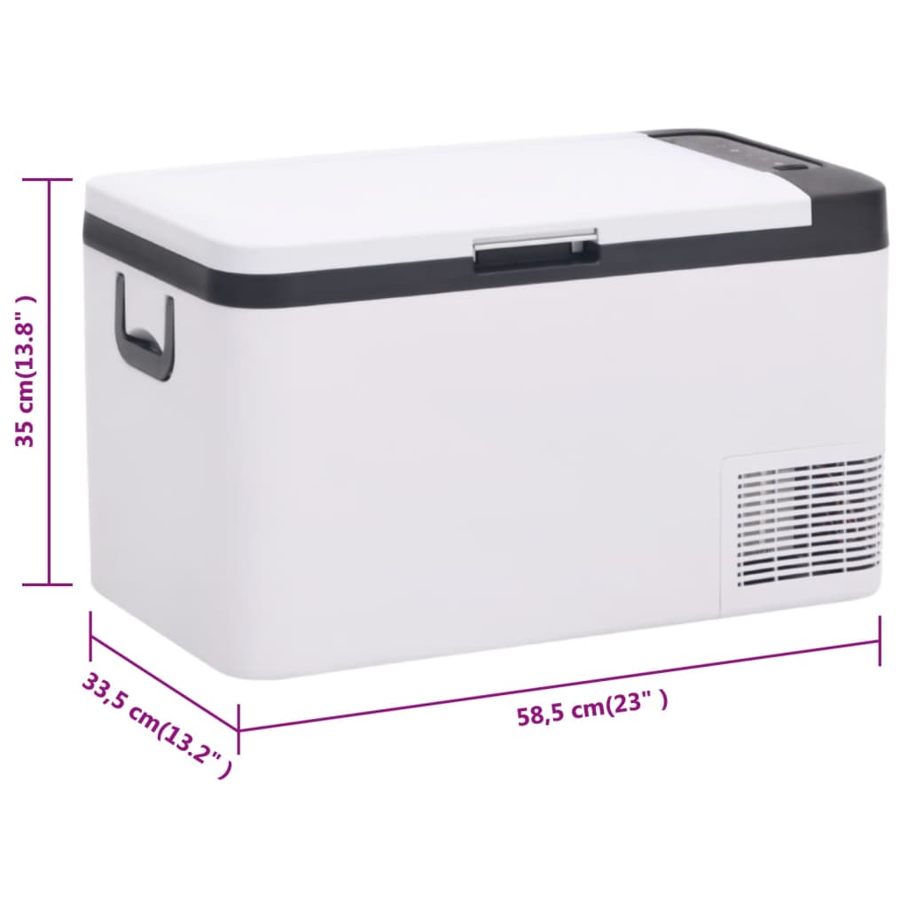 vidaXL Prijenosni hladnjak s ručkom i adapterom crno-bijeli 25 L PP/PE