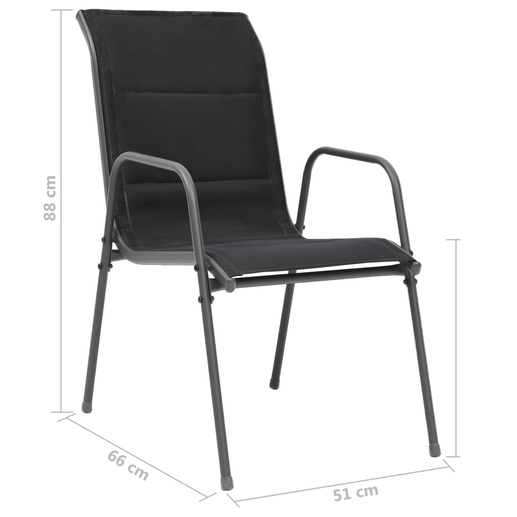 vidaXL Složive vrtne stolice 6 kom čelik i tekstilen crne