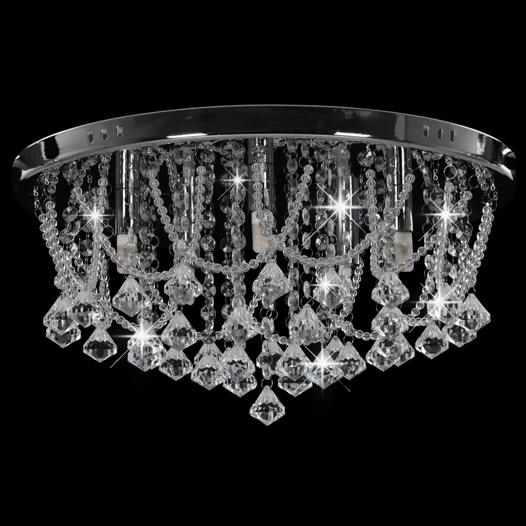vidaXL Stropna svjetiljka s kristalnim perlama srebrna okrugla 4 x G9
