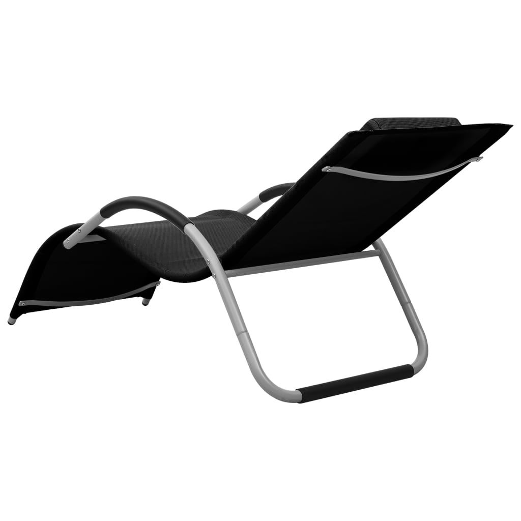 vidaXL Ležaljka za sunčanje od tekstilena crno-siva