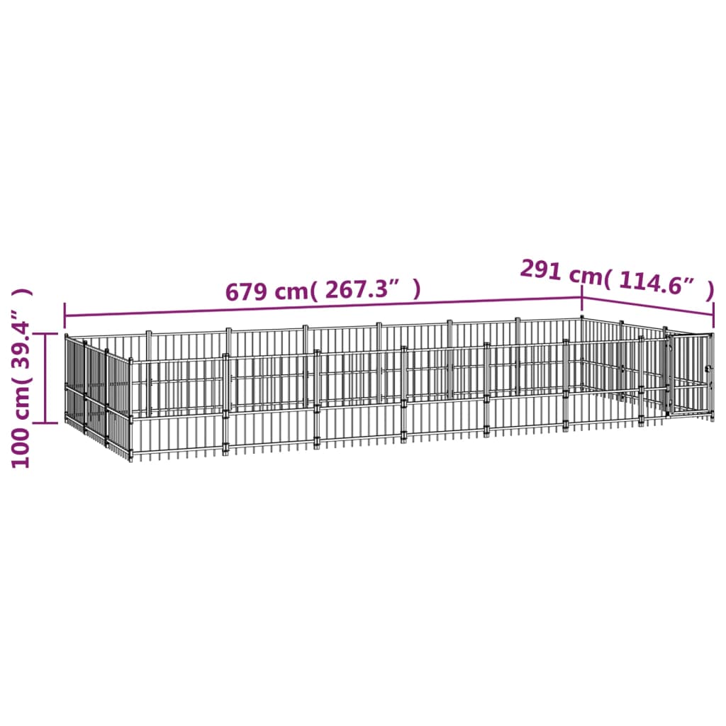 vidaXL Vanjski kavez za pse čelični 19,76 m²