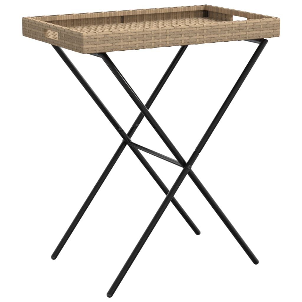 vidaXL Sklopivi stol s pladnjem bež 65 x 40 x 75 cm od poliratana