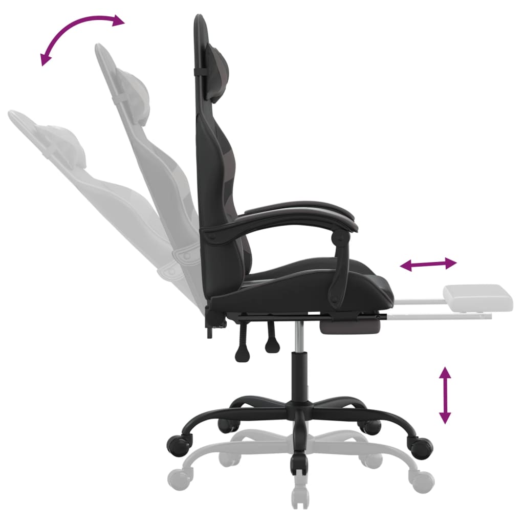 vidaXL Igraća stolica od umjetne kože s osloncem za noge Crna i siva