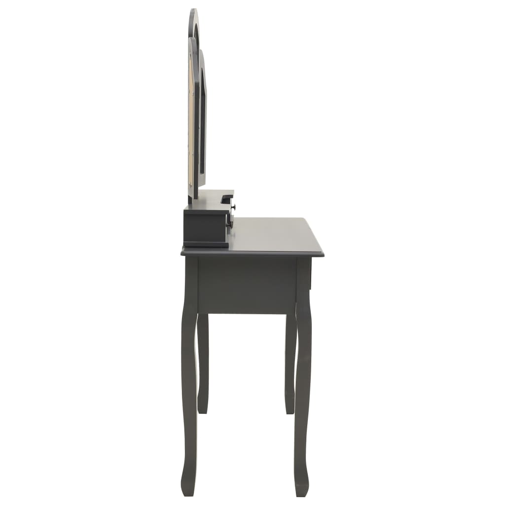vidaXL Toaletni stolić sa stolcem sivi 100x40x146 cm drvo paulovnije