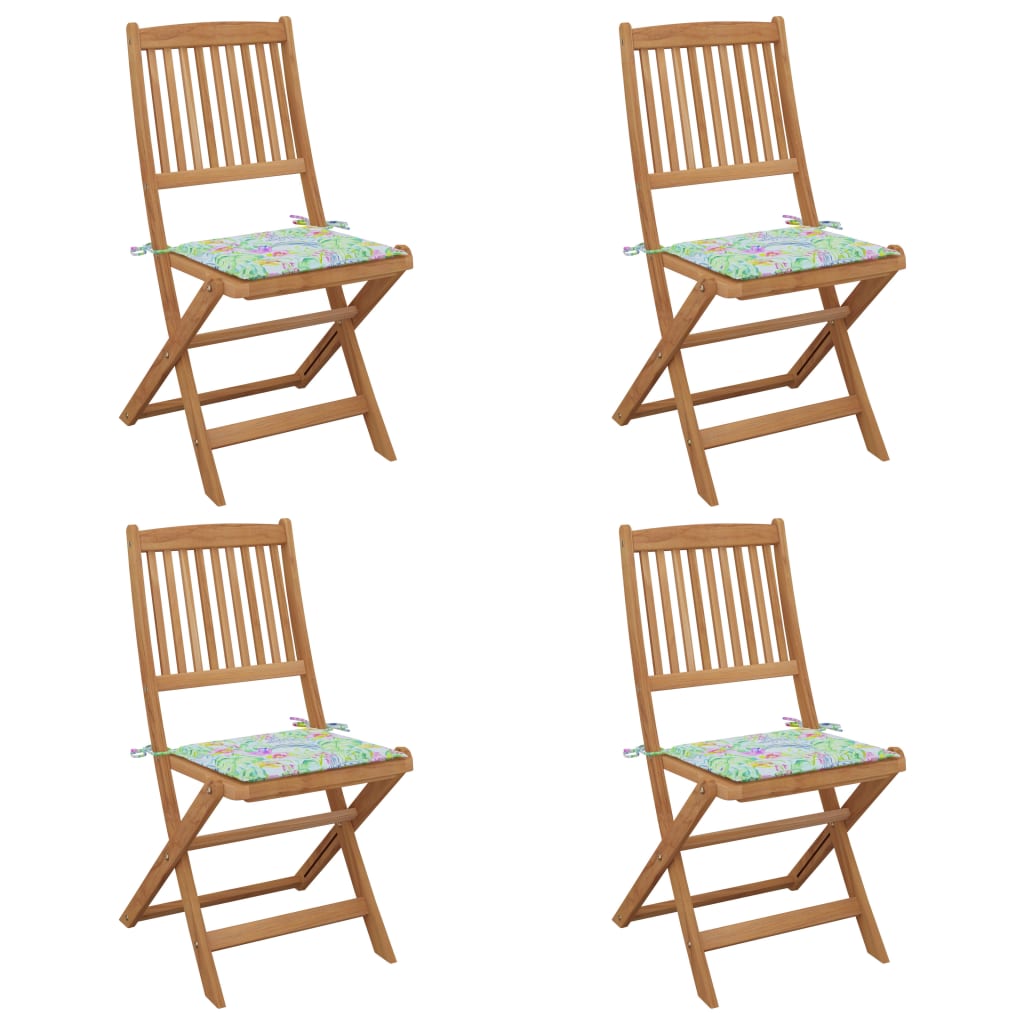 vidaXL Sklopive vrtne stolice s jastucima 4 kom masivno bagremovo drvo