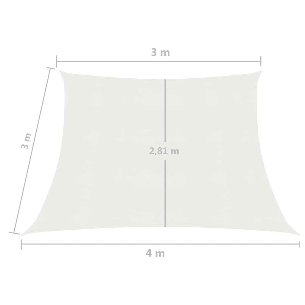 vidaXL Jedro za zaštitu od sunca 160 g/m² bijelo 3/4 x 3 m HDPE