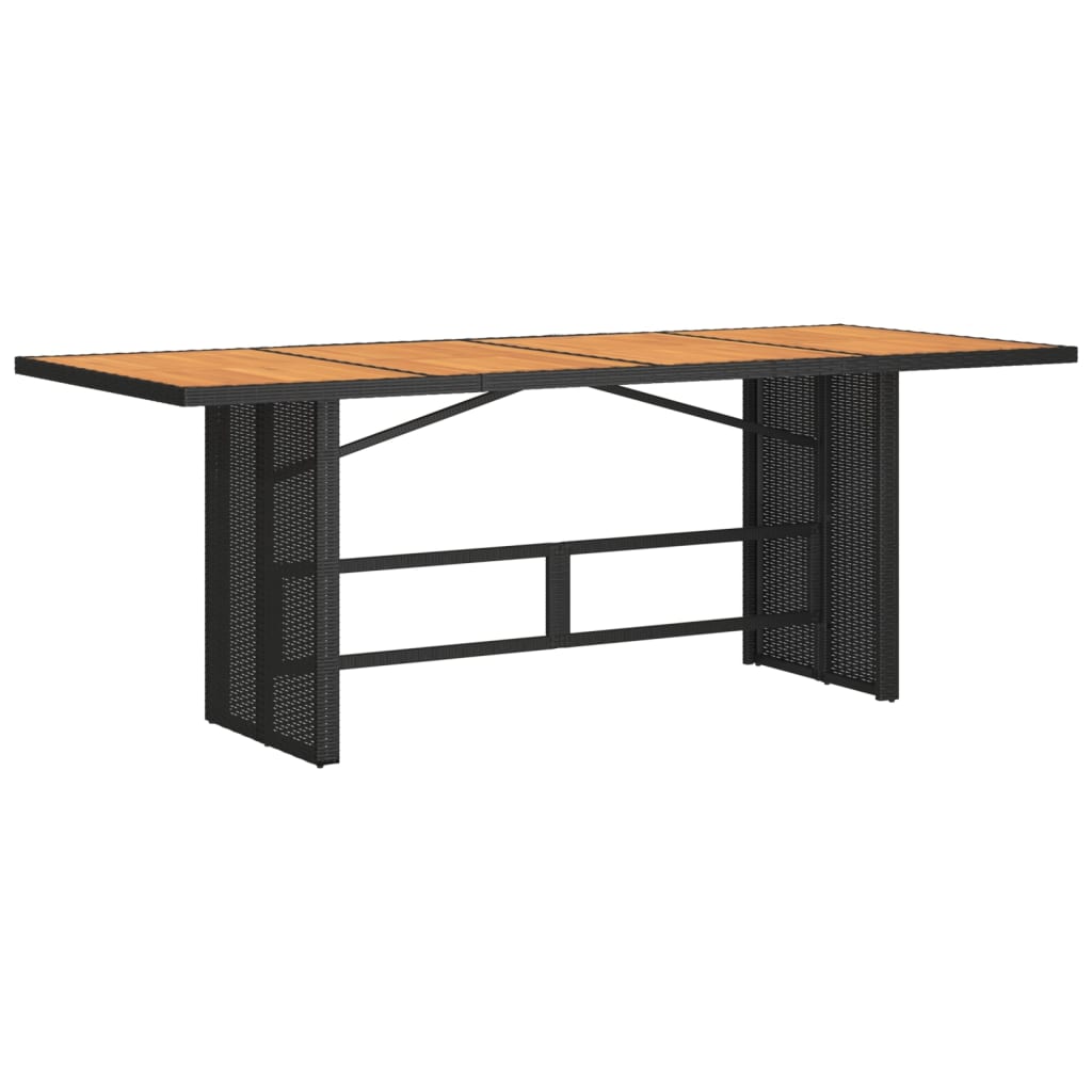 vidaXL Vrtni stol s pločom od drva bagrema crni 190x80x74 cm poliratan