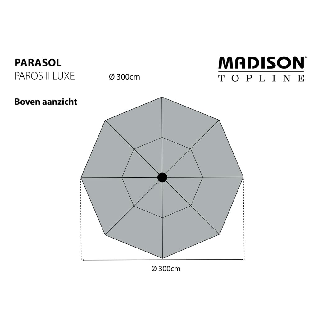 Madison suncobran Paros II Luxe 300 cm svjetlosivi