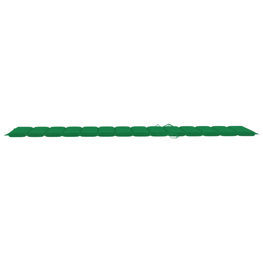 vidaXL Ležaljka za sunčanje od masivne tikovine sa zelenim jastukom