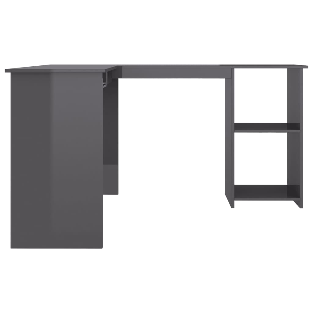vidaXL Kutni radni stol visoki sjaj sivi 120 x 140 x 75 cm od iverice