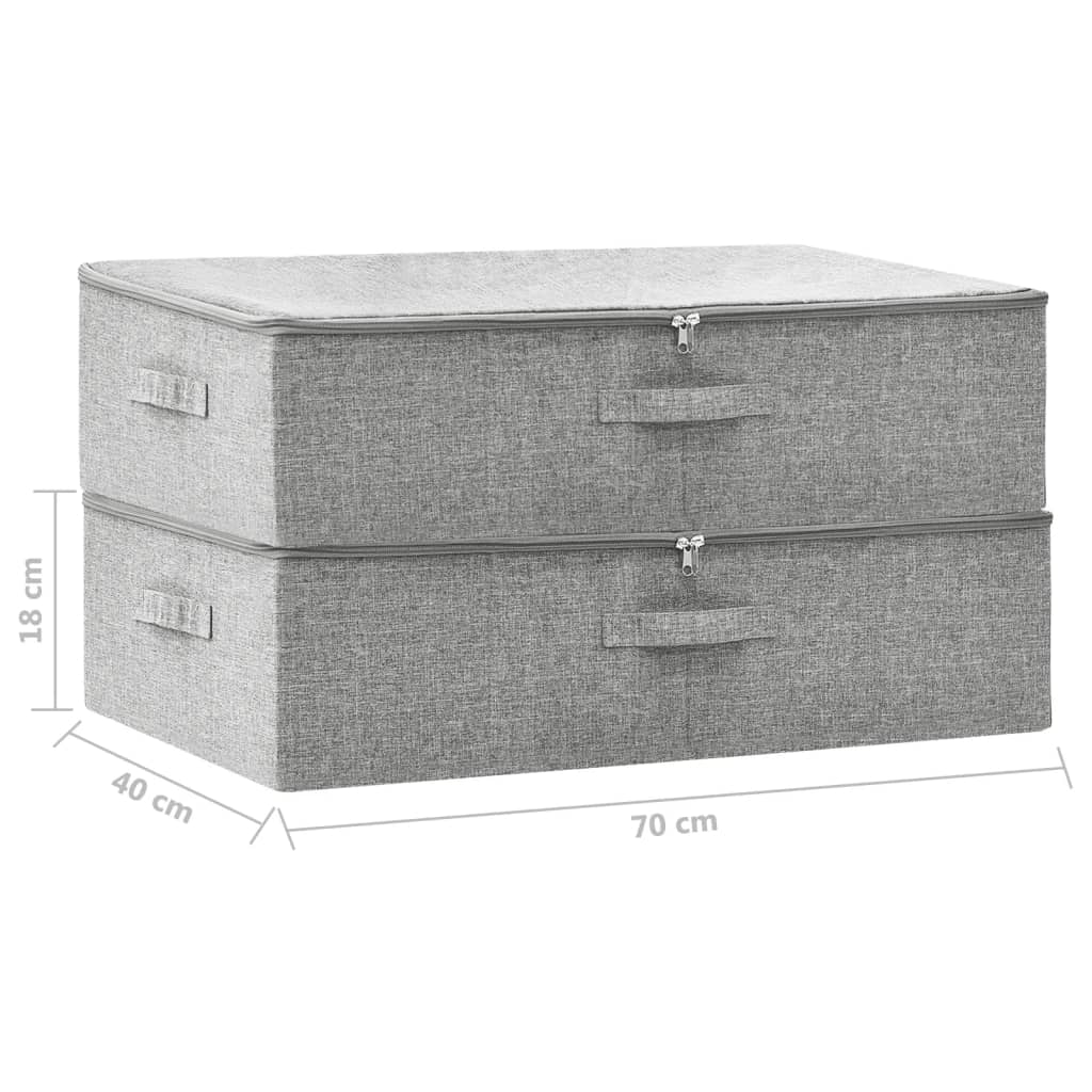 vidaXL Kutije za pohranu 2 kom od tkanine 70 x 40 x 18 cm sive