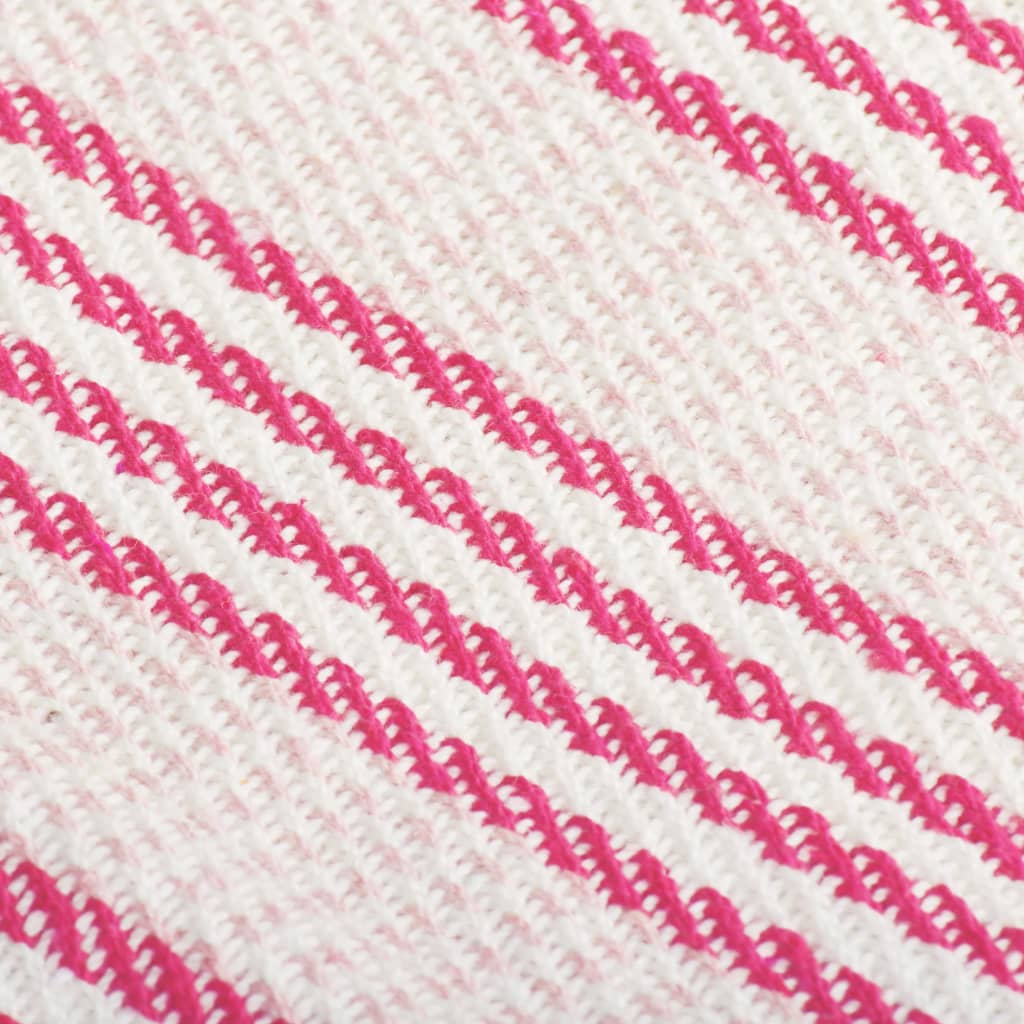 vidaXL Pamučni pokrivač na pruge 125x150 cm ružičasto bijeli