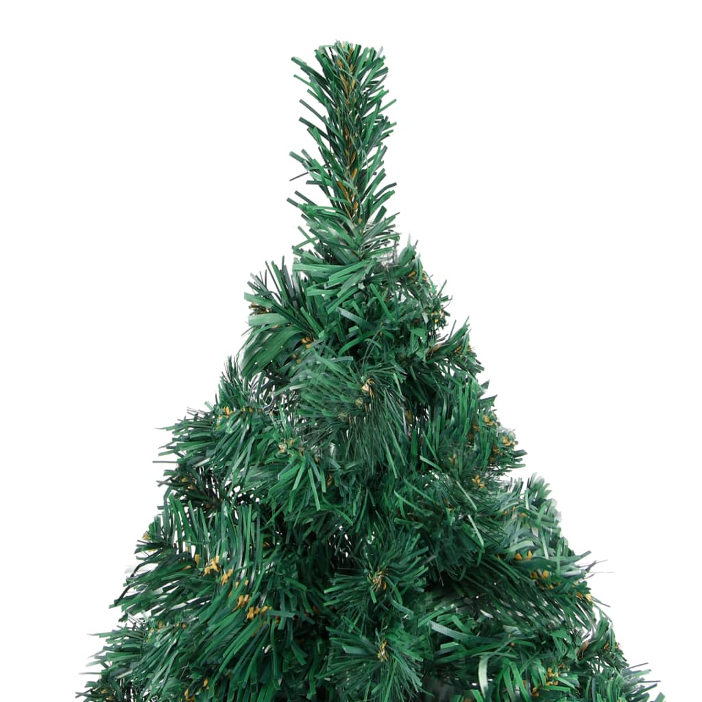 vidaXL Umjetno osvijetljeno božićno drvce s kuglicama zeleno 150cm PVC