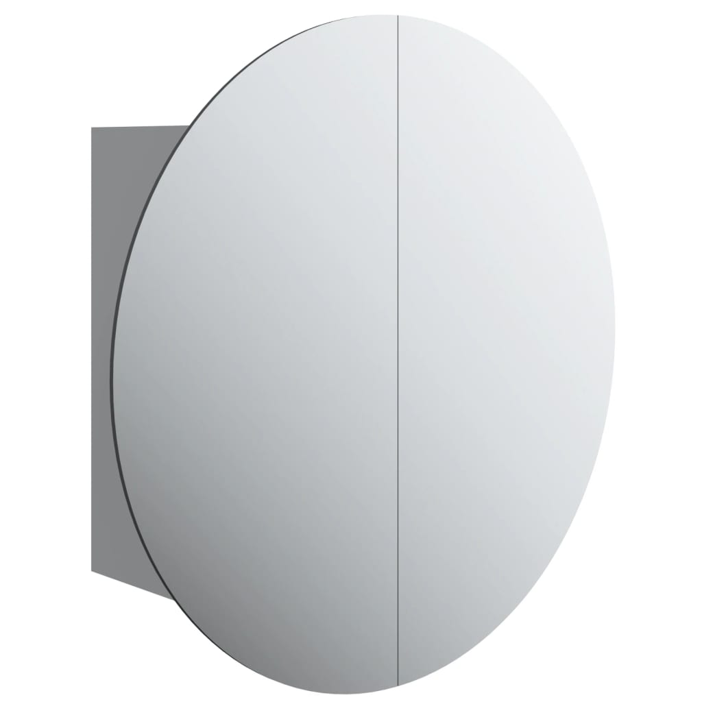 vidaXL Kupaonski ormarić s okruglim ogledalom LED Siva 47x47x17,5 cm