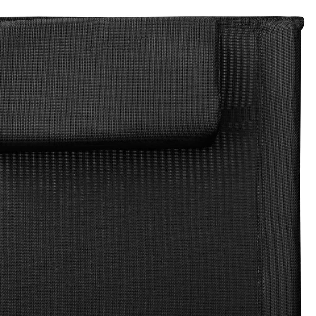 vidaXL Ležaljka za sunčanje od tekstilena crno-siva