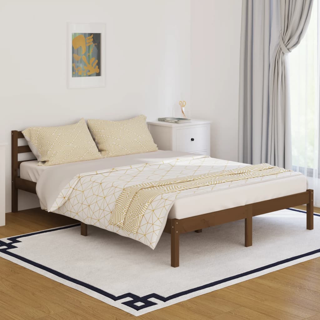 vidaXL Okvir za krevet od masivne borovine 140x200 cm smeđa boja meda