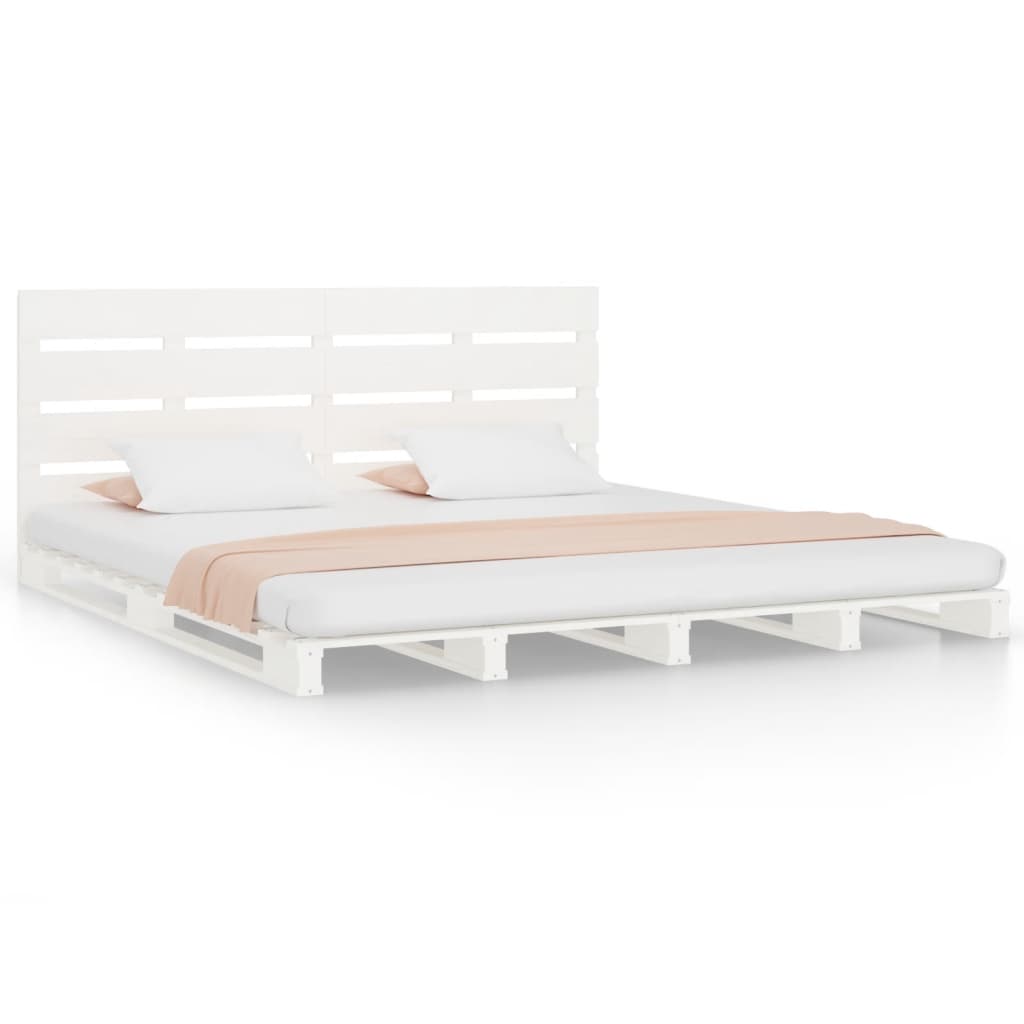 vidaXL Okvir za krevet od masivnog drva bijela 135x190 cm bračni