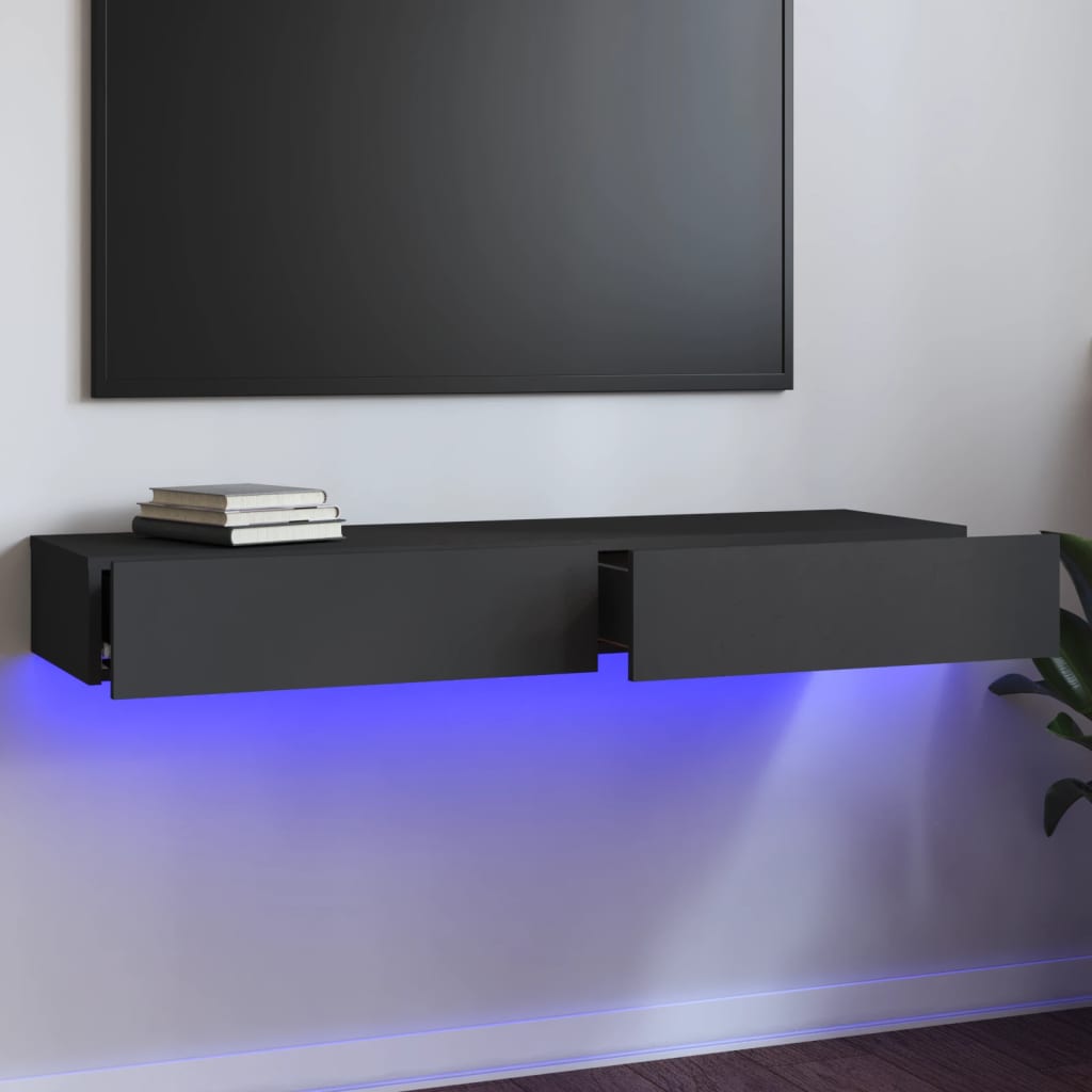 vidaXL TV ormarić s LED svjetlima sivi 120 x 35 x 15,5 cm