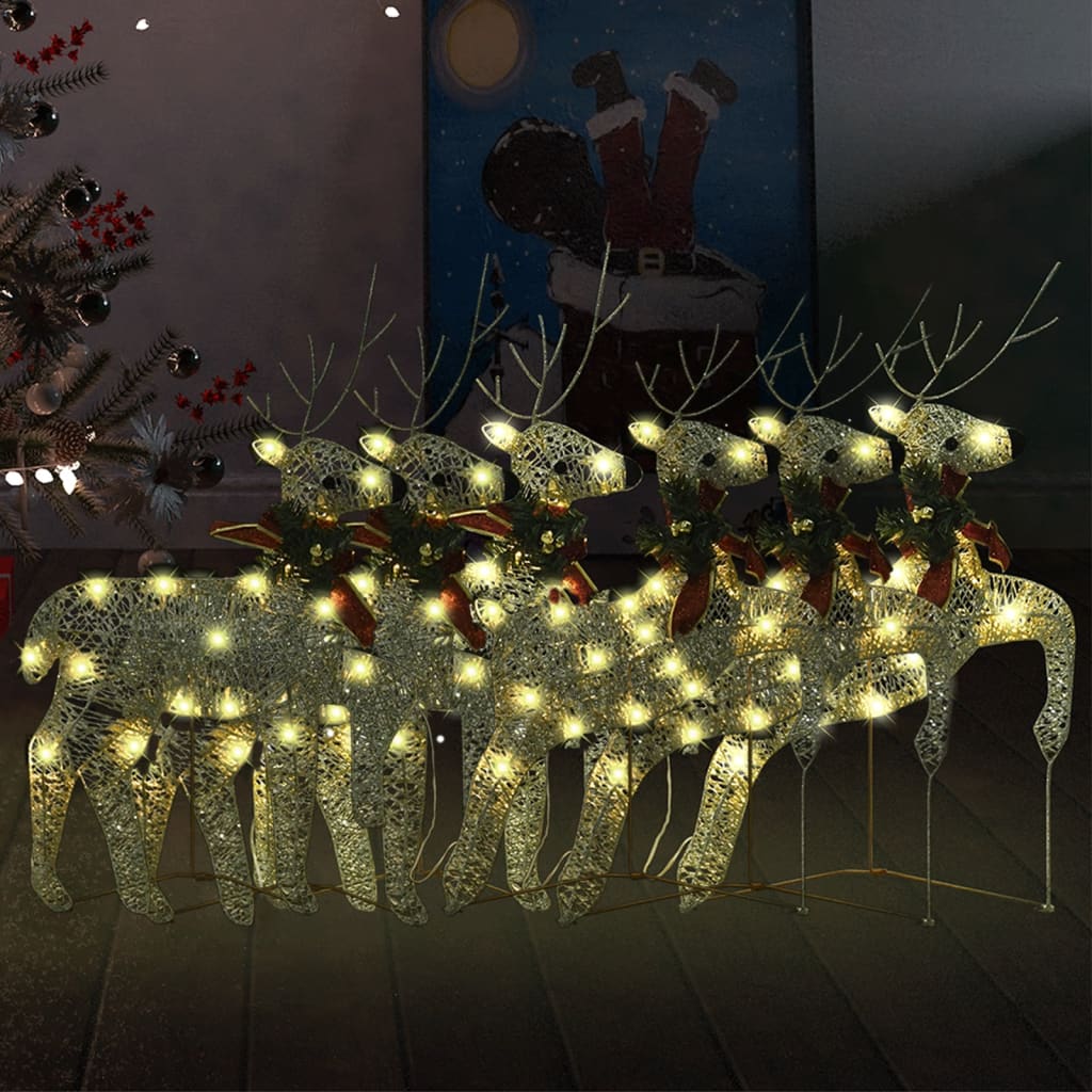 vidaXL Božićni sobovi 6 kom zlatni 120 LED žarulja