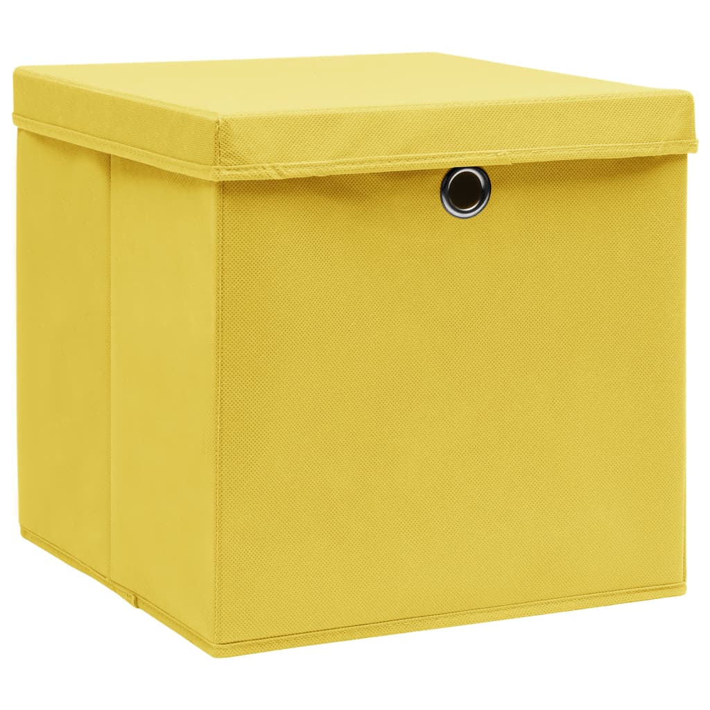 vidaXL Kutije za pohranu s poklopcima 4 kom žute 32x32x32 cm tkanina