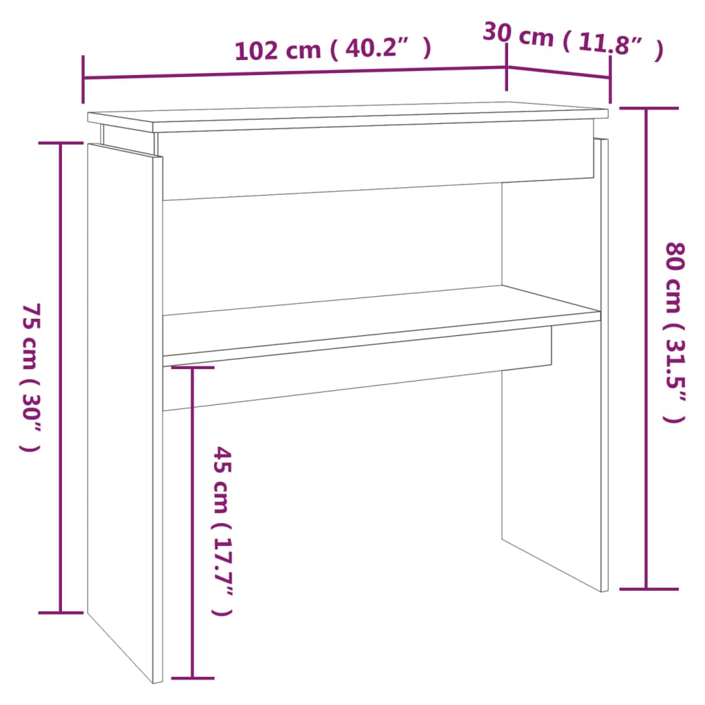 vidaXL Konzolni stol boja hrasta sonome 102x30x80 cm konstruirano drvo