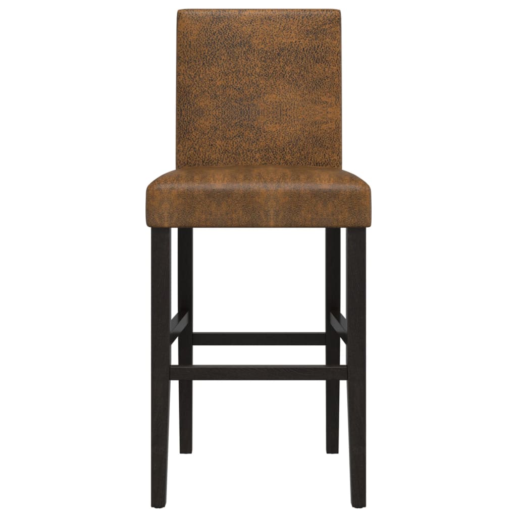 vidaXL Barske stolice 2 kom masivno drvo kaučukovca i umjetna koža