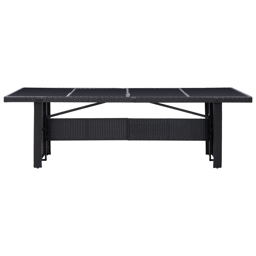 vidaXL Vrtni stol crni 240 x 90 x 74 cm od poliratana i stakla