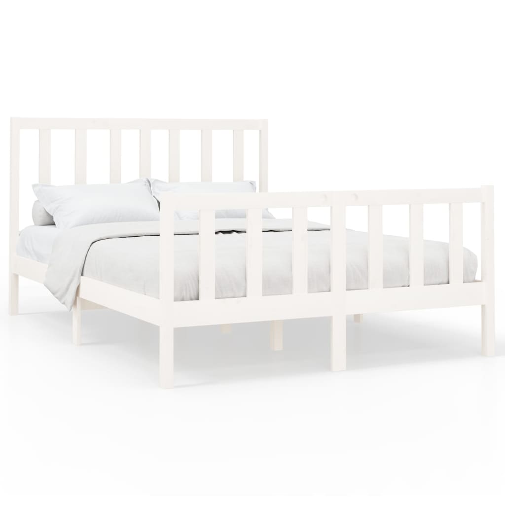 vidaXL Okvir za krevet od masivne borovine bijeli 140 x 200 cm