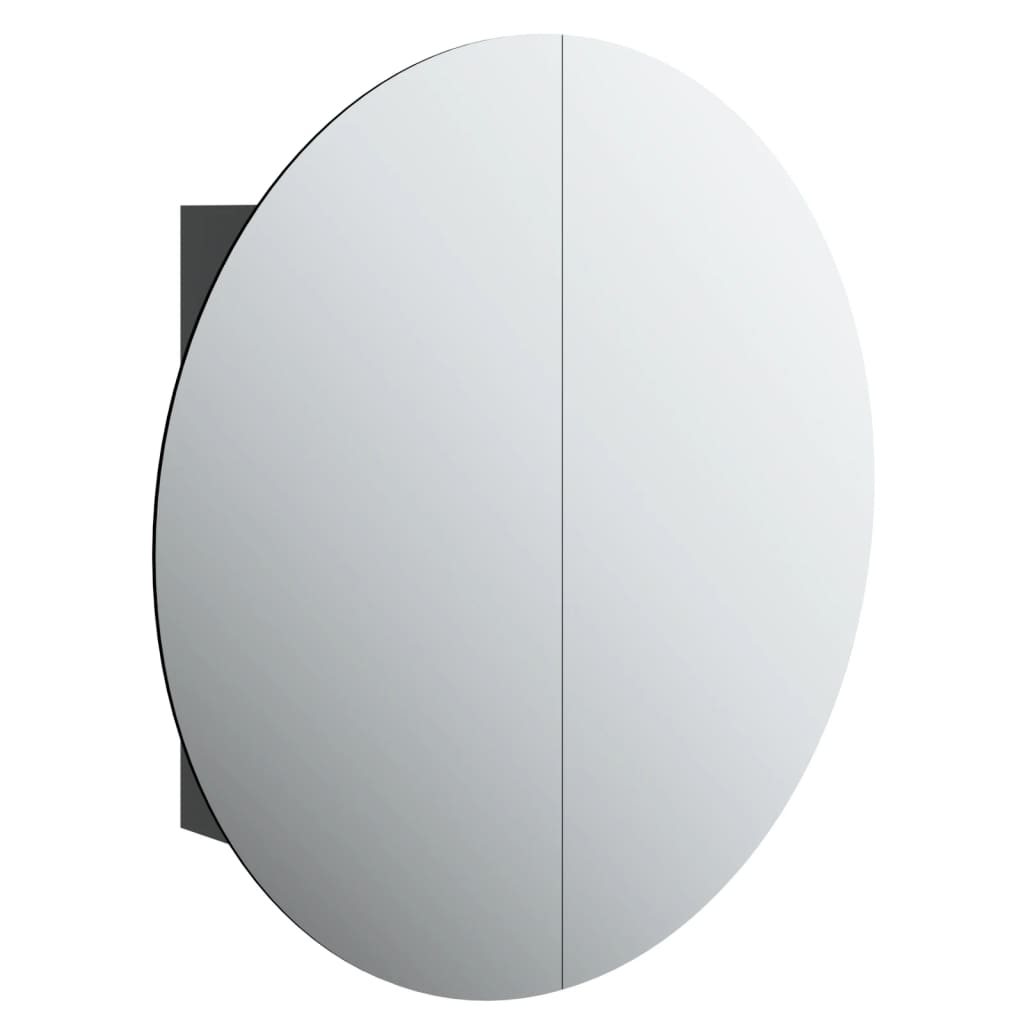 vidaXL Kupaonski ormarić s okruglim ogledalom LED crni 54x54x17,5 cm