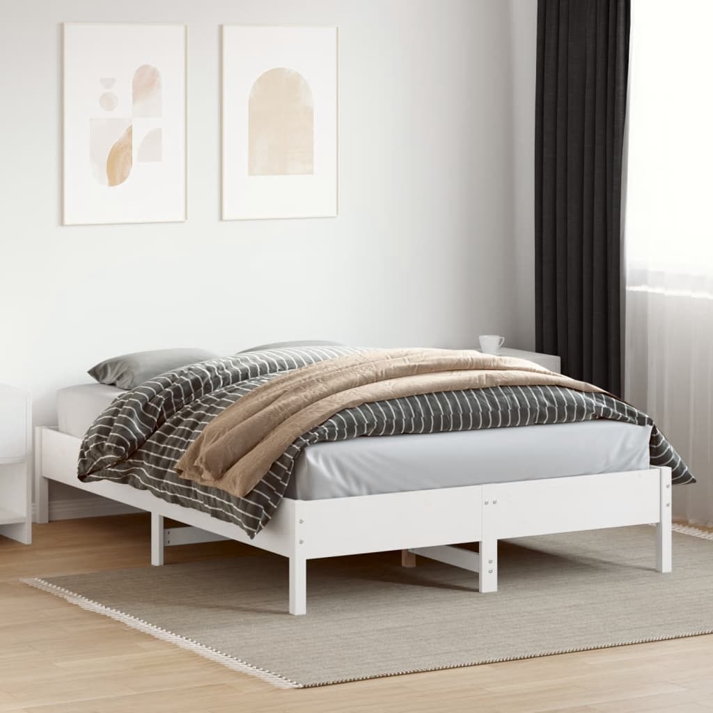 vidaXL Okvir za krevet bijeli 120 x 200 cm od masivne borovine