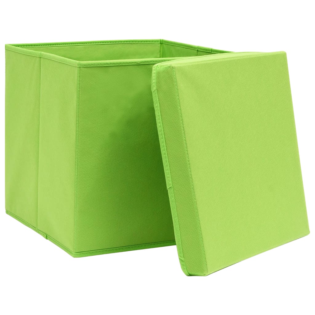 vidaXL Kutije za pohranu s poklopcima 10 kom 28 x 28 x 28 cm zelene