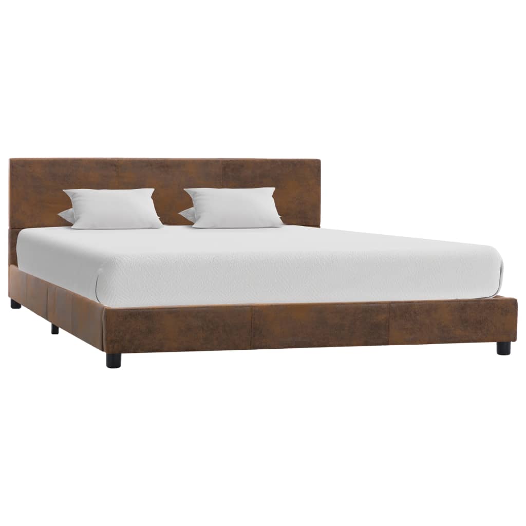 vidaXL Okvir za krevet od umjetne brušene kože smeđi 120 x 200 cm