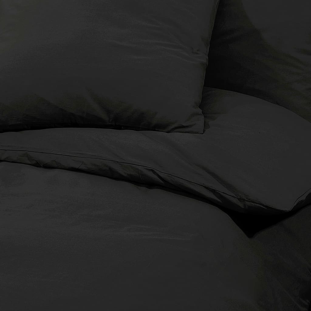 vidaXL Set posteljine za poplun crni 220x240 cm lagana mikrovlakna